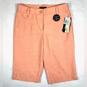 NWT COUNTERPARTS Coral Bermuda Chino Shorts Slimming Tummy Control Preppy Size 8